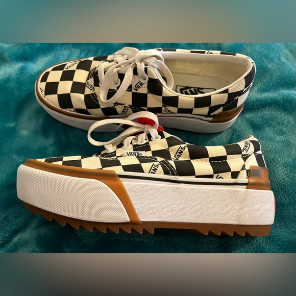 Like New Vans Stacked Checkerboard Women’s 6.5 - Picture 6 of 10